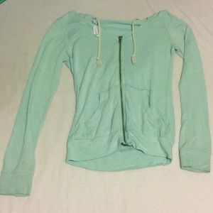 Thin teal zip up hoodie